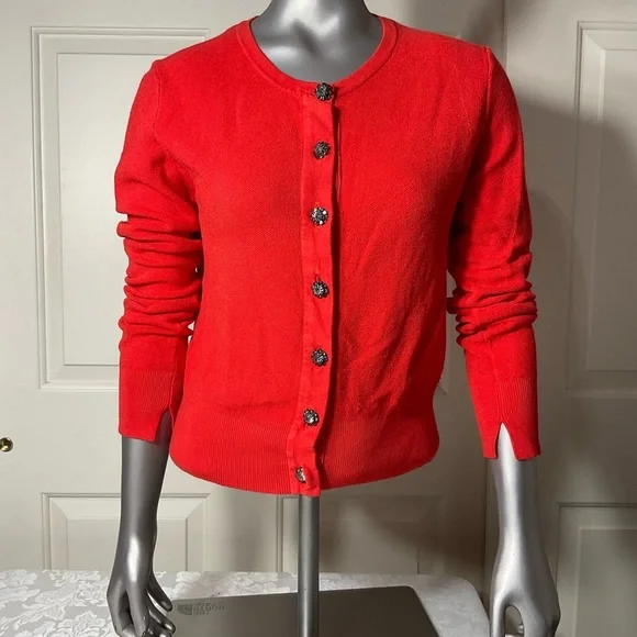 Zara Knits Women Cardigan Jewel Rhinestone Buttons Size Medium - Picture 3 of 9